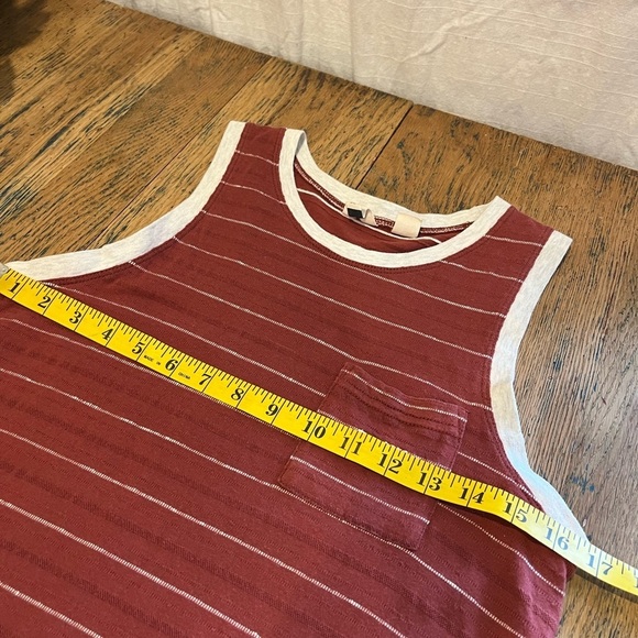 Roxy Striped Sleeveless Crew Neck T-Shirt Burnt Orange White size S - Picture 3 of 9